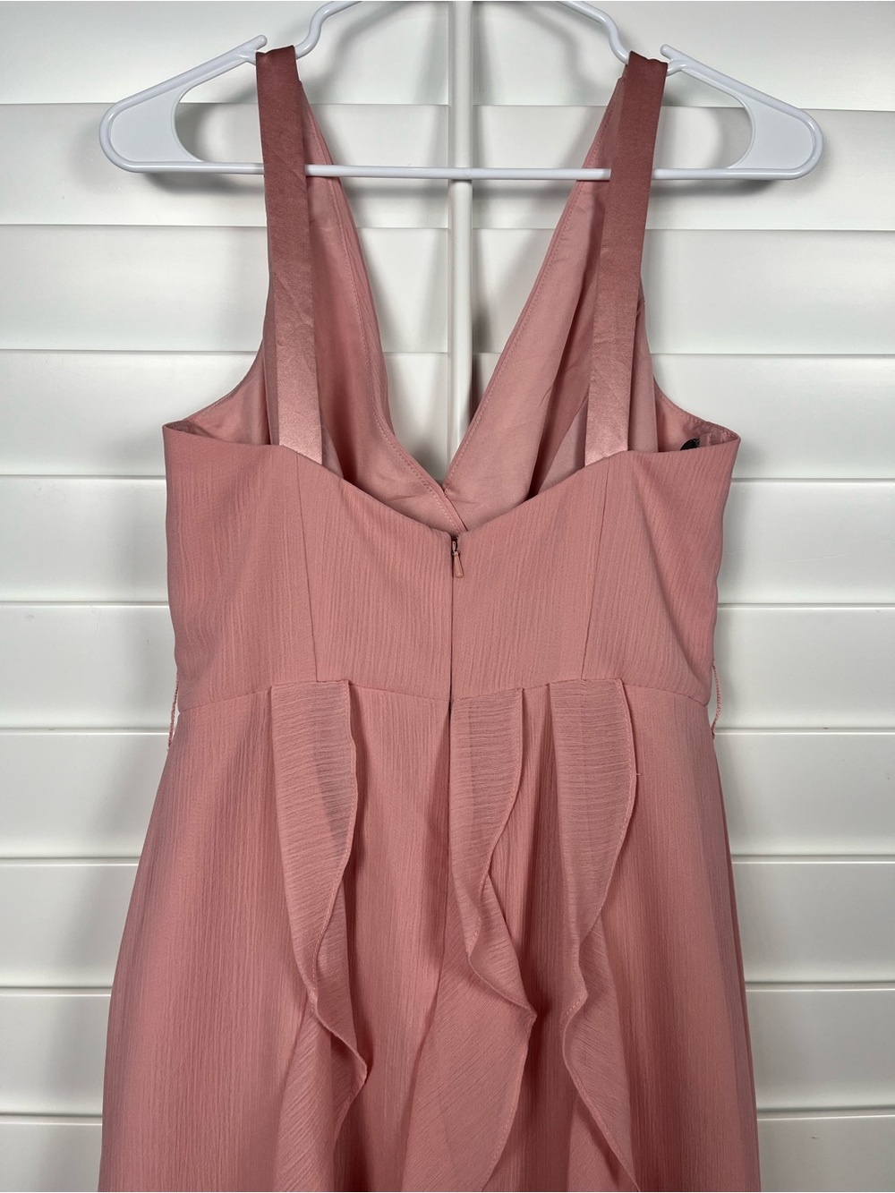 Vera Wang White Blush Pink Chiffon Ruffle Maxi Dress Formal Size 4 - Picture 4 of 14
